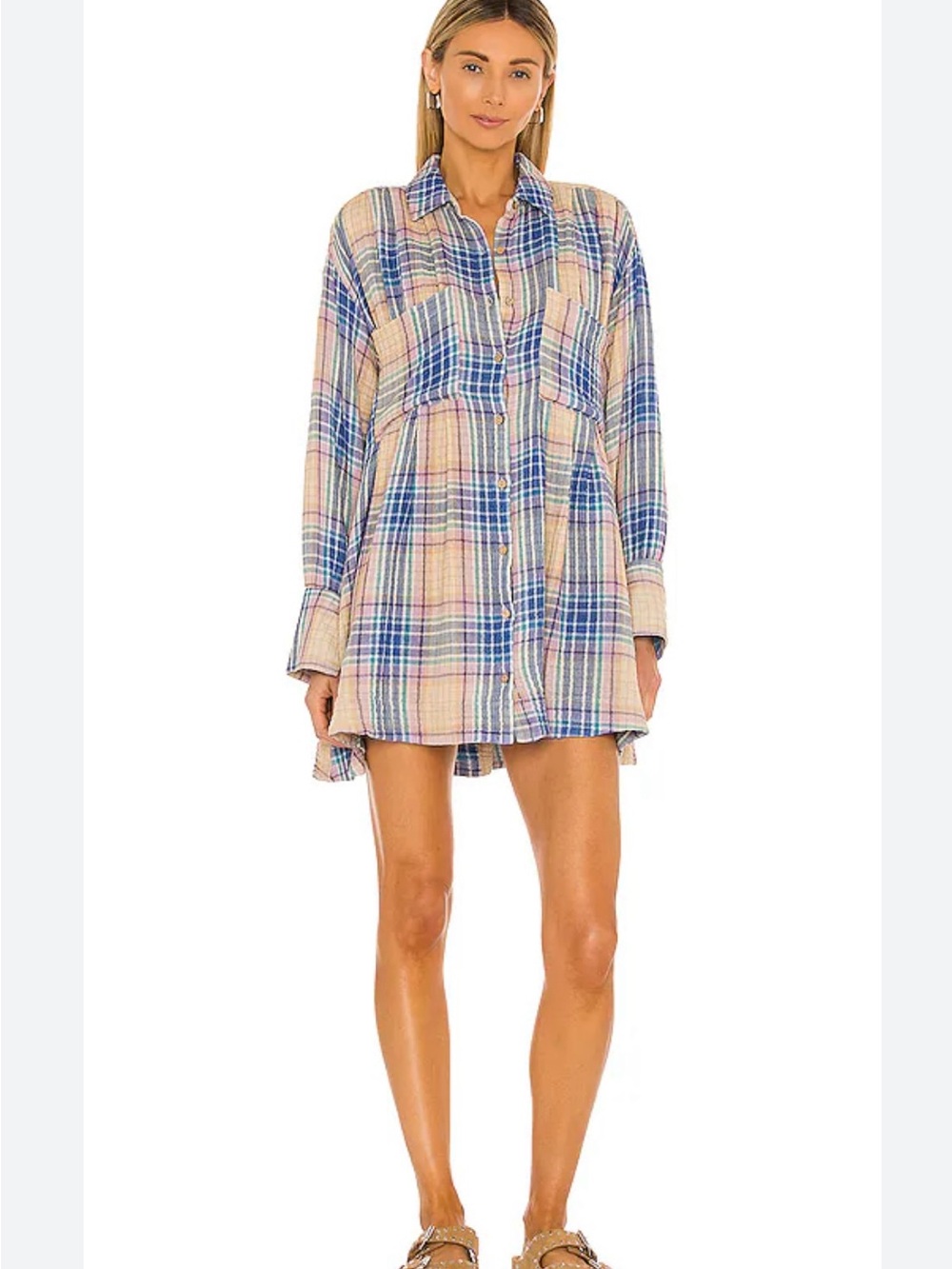 Free People Voyage Shirt Dress in Sunrise Combo